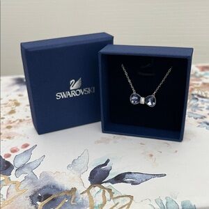 Swarovski Silver Necklace with Deep Blue/Purple Bow